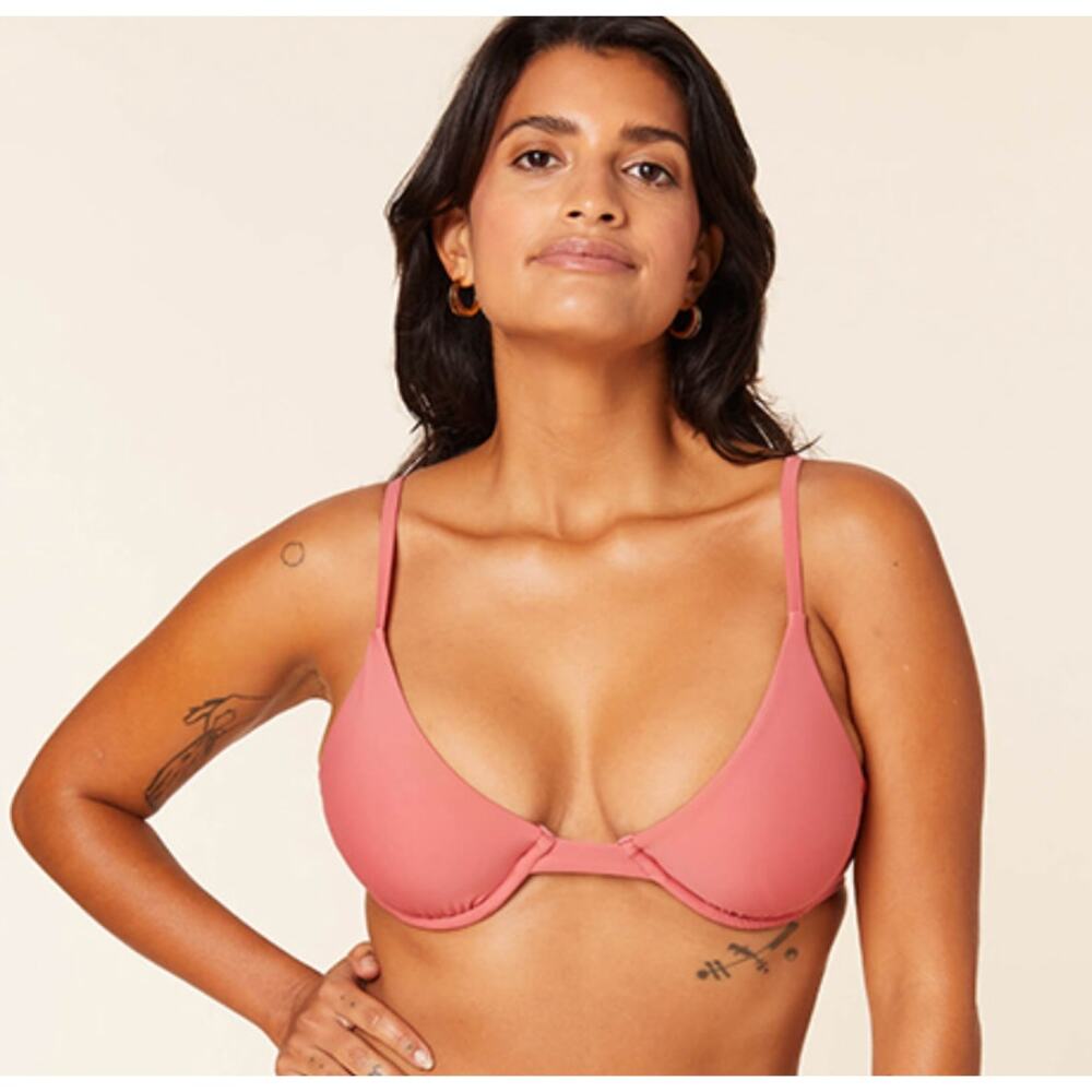 Andie Swim The Sicily Bikini Top Pink / Punch Women's Size Small NWT Swimwear